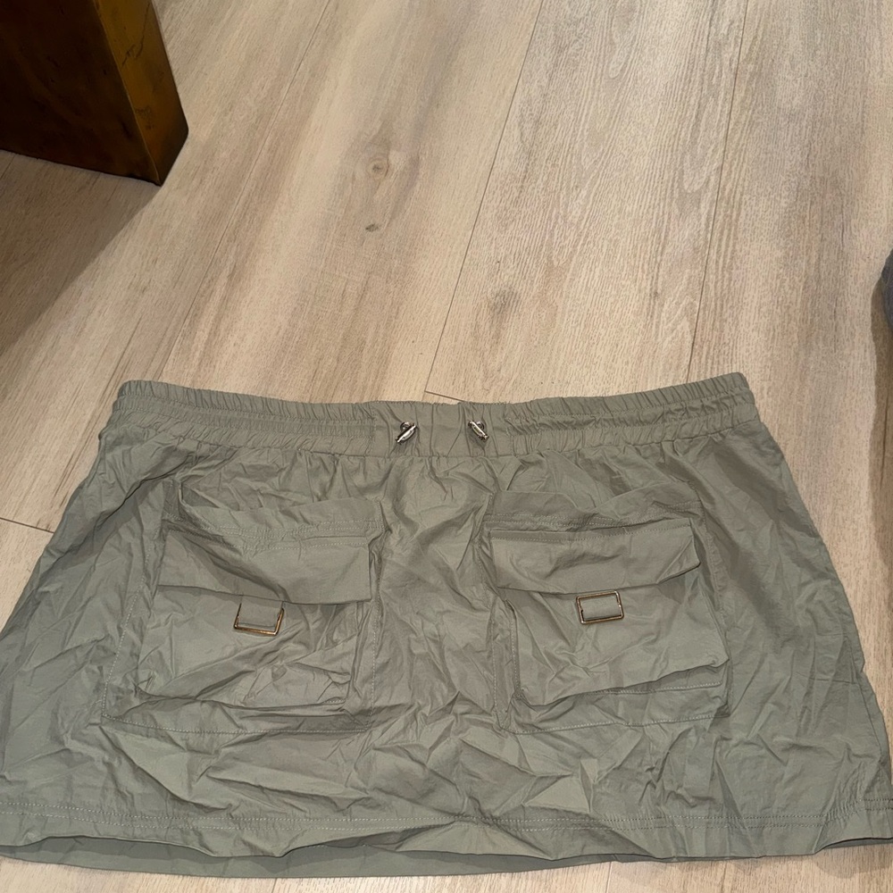 Fashion Nova Olive Utility Mini Skirt